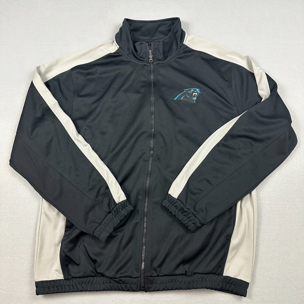 Carolina Panthers Jacket Men Extra Large Black Solid NFL Full Zip Windbreaker XL